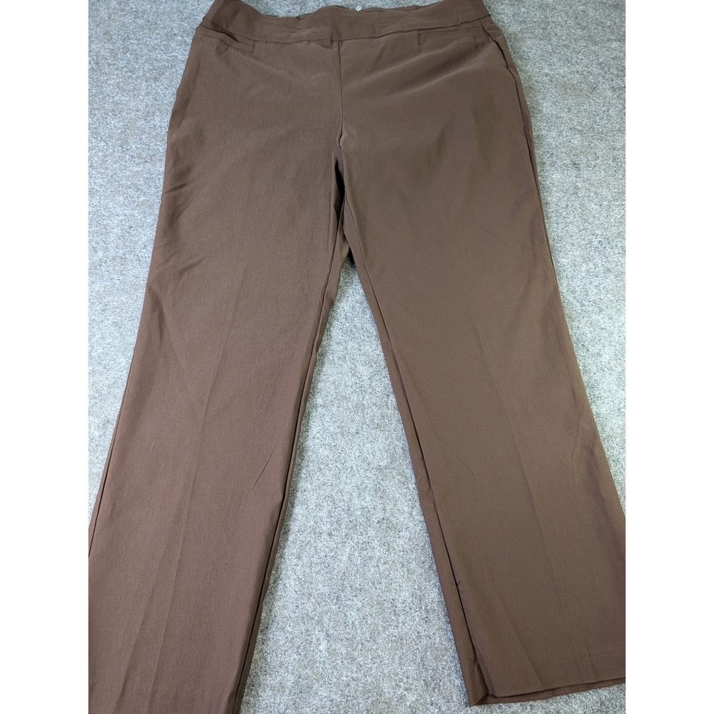 Kim Rogers Tummy Control Pants Brown 18 Short Straight Leg Pull On Stretch EUC